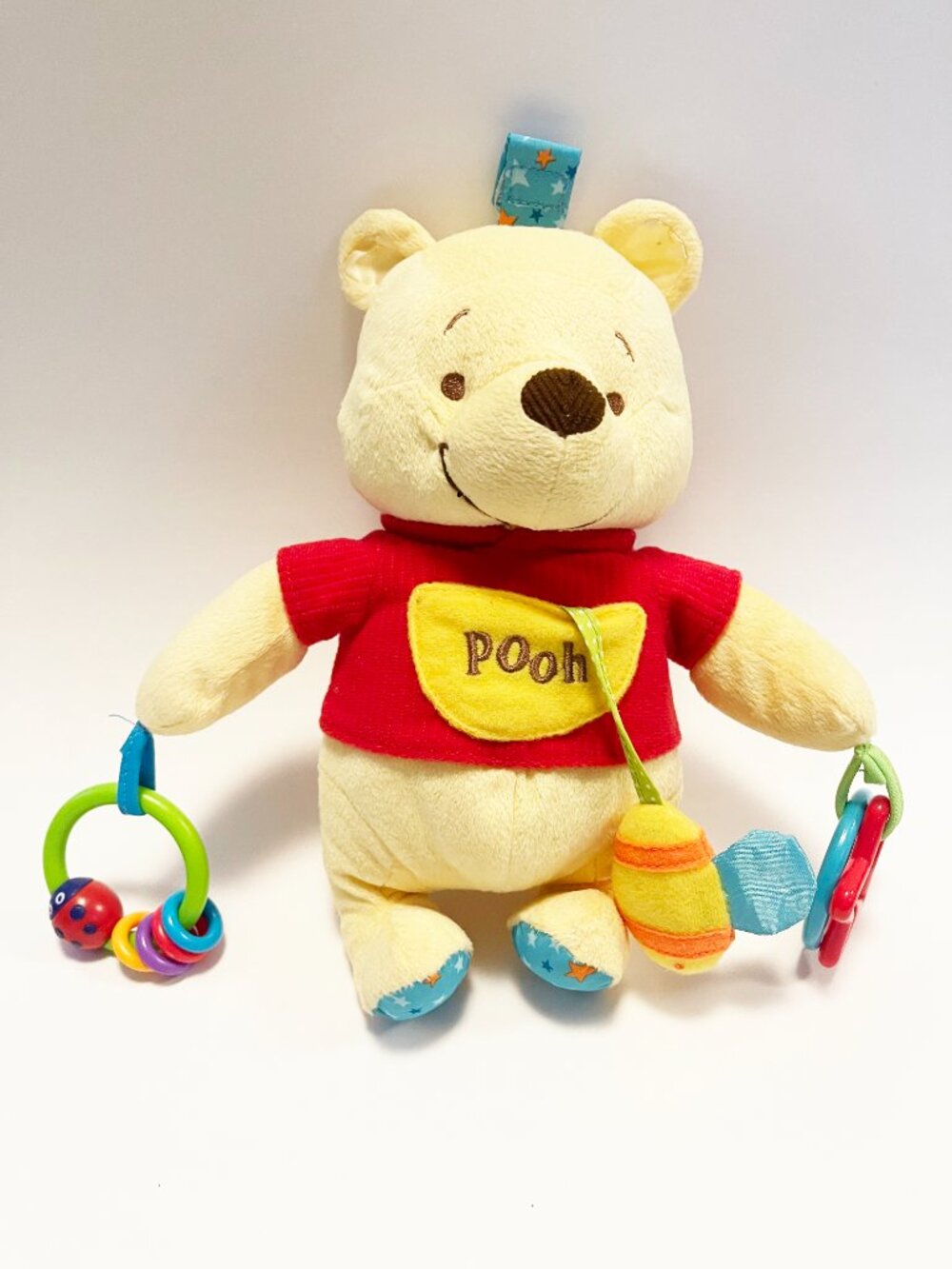 Disney Baby Winnie the Pooh Plush Activity Toy Rattle Sensory Lovey